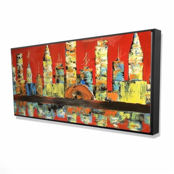 Begin Home Decor 2081-2448-CI319 24 x 48 in. Red Abstract Skyline - Contemporary Building Canvas Art