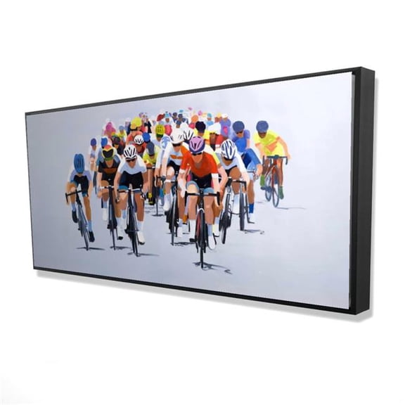 Begin Home Decor 2081-2448-SP27 24 x 48 in. Cycling Competition - Hobbies Illustrative Framed Canvas Decor