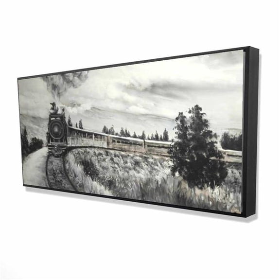 Begin Home Decor 2081-2448-TR51 24 x 48 in. Steam Engine Train - Contemporary Mountains Framed Canvas Art