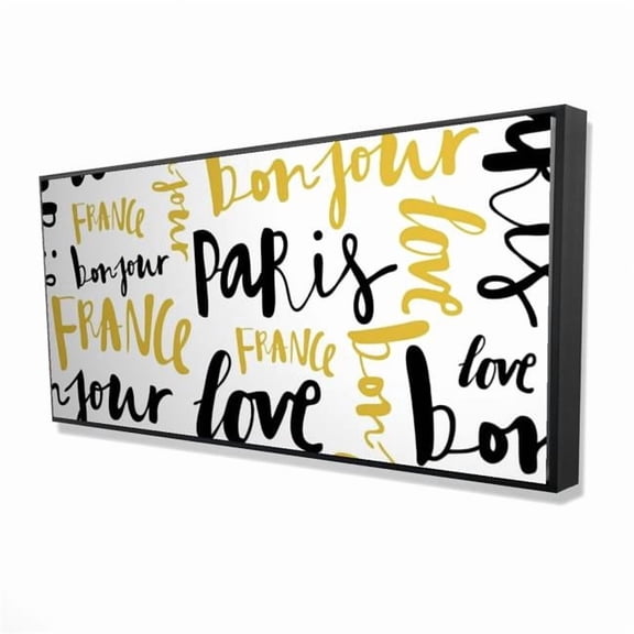 Begin Home Decor 2081-2448-TY1 24 x 48 in. Bonjour Paris - Yellow Framed Canvas Art for Bedroom Decor
