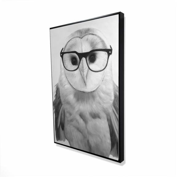 Begin Home Decor 2081-3624-AN295 24 x 36 in. Realistic Barn Owl with Glasses - Gray Animals Canvas Art