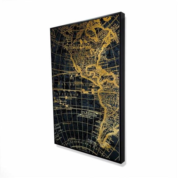 Begin Home Decor 2081-3624-CI120 24 x 36 in. Blue & Marine World Map Globe - Framed Canvas