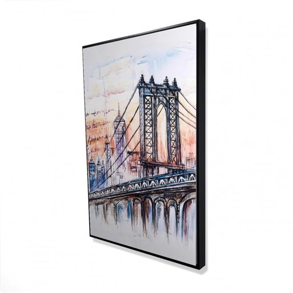 Begin Home Decor 2081-3624-CI122 24 x 36 in. Bridge Sketch Framed Canvas for Bedroom Decor - Home Art