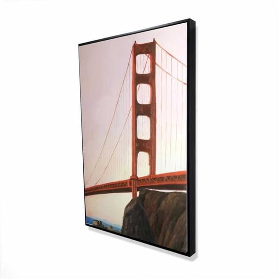 Begin Home Decor 2081-3624-CI315 24 x 36 in. Sunset on the Golden Gate Bridge - Framed Canvas Home Decor