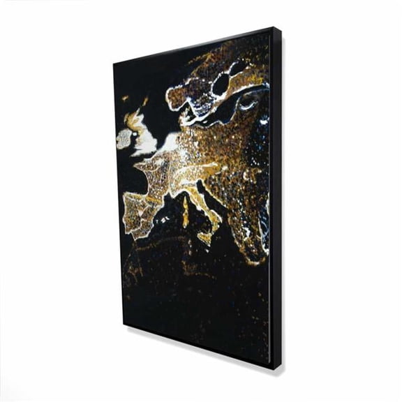 Begin Home Decor 2081-3624-EA10 24 x 36 in. European Continent Gold Satellite View Framed Canvas Art