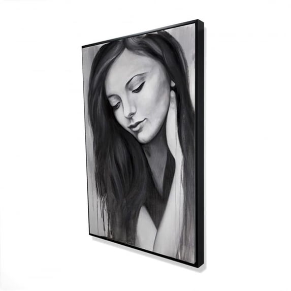 Begin Home Decor 2081-3624-FI30 24 x 36 in. Realistic Woman Portrait - Black & White Framed Canvas Art