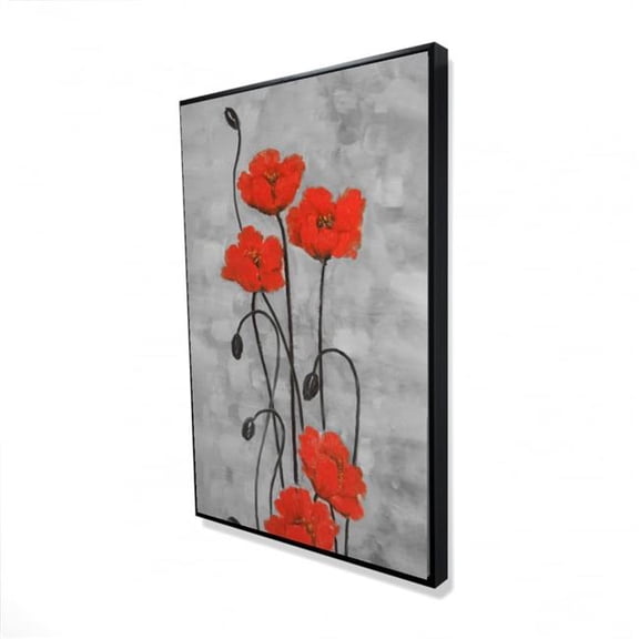 Begin Home Decor 2081-3624-FL185 24 x 36 in. Long Stem Flowers - Office Framed Canvas for Home Decor