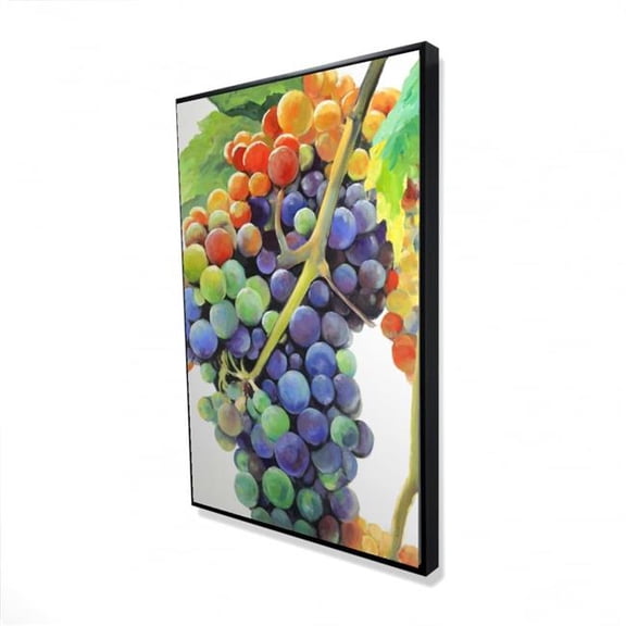 Begin Home Decor 2081-3624-GA68 24 x 36 in. Colorful Bunch of Grapes - Kitchen Illustrative Framed Canvas