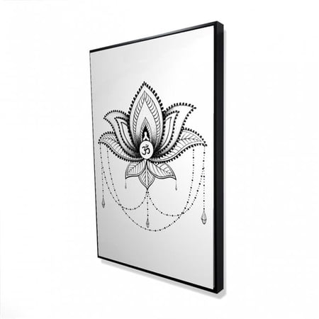 Begin Home Decor 2081-3624-RE6 24 x 36 in. Ethnic Lotus Ornament - Black & White Pattern Framed Canvas