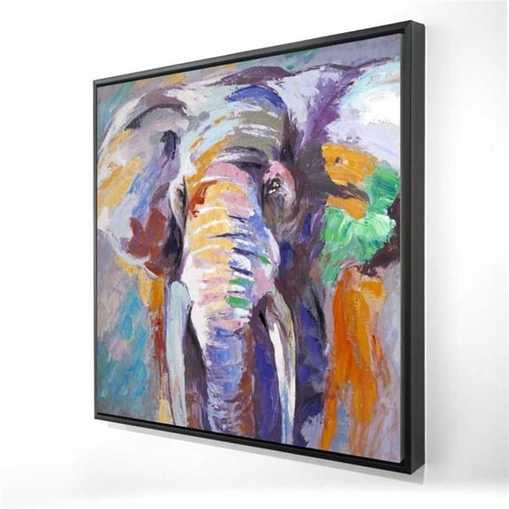 Begin Home Decor 2081-3636-AN141 36 x 36 in. Elephant in Pastel Color - Orange Framed Canvas
