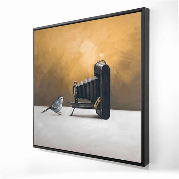 Begin Home Decor 2081-3636-AN163-1 36 x 36 in. Old Camera with Bird - Rustic Bird Framed Canvas Decor