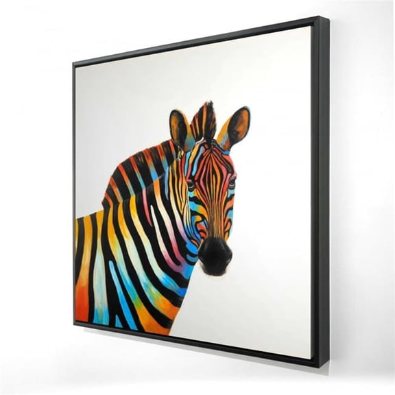 Begin Home Decor 2081-3636-AN261 36 x 36 in. Colorful Profile View of a Zebra - Framed Canvas Decor