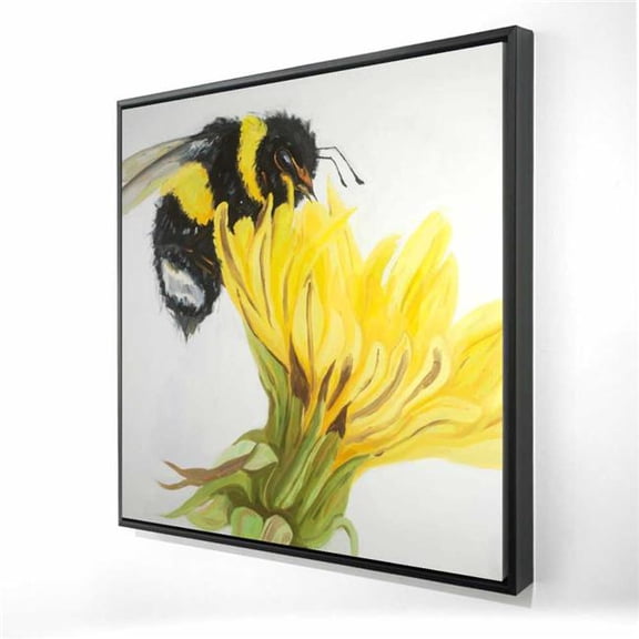 Begin Home Decor 2081-3636-AN330 36 x 36 in. Little Bumblebee on a Dandelion - Insect Canvas Art - Decor