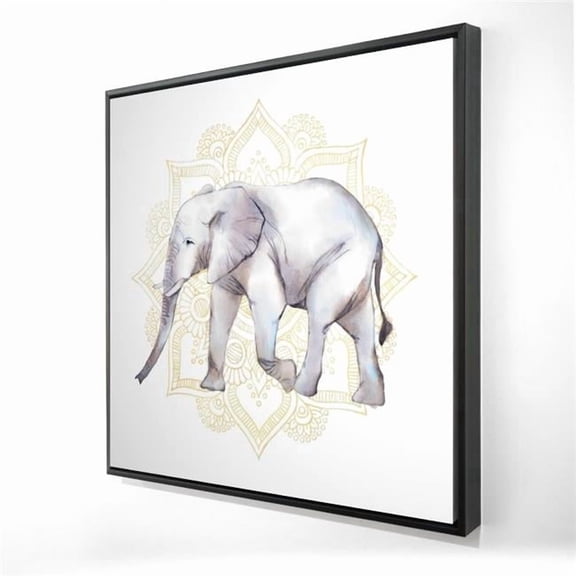 Begin Home Decor 2081-3636-AN390 36 x 36 in. Elephant on Mandalas - Beige Office Framed Canvas Decor