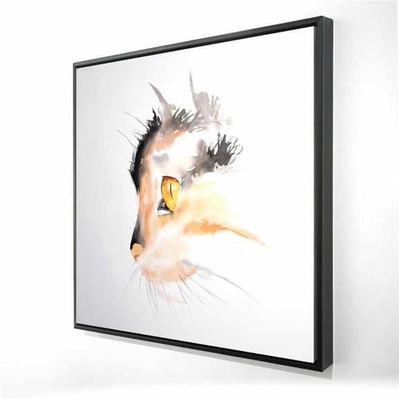 Begin Home Decor 2081-3636-AN424 36 x 36 in. Watercolor Cat Face Profile - Feline Black Framed Canvas