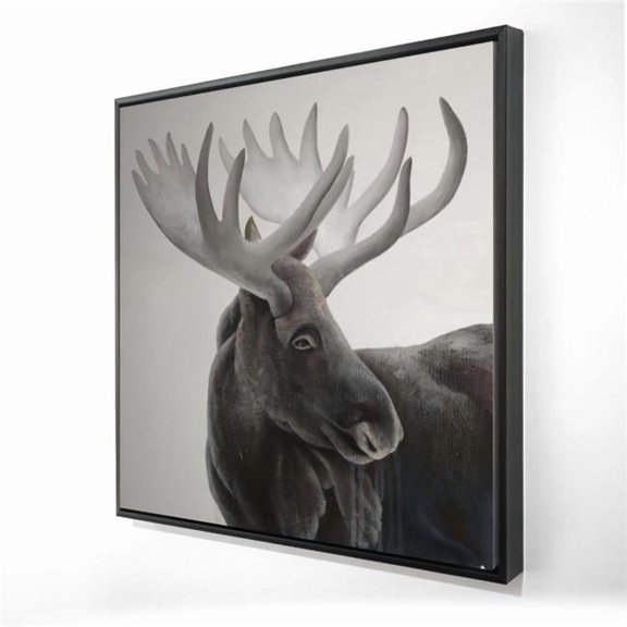 Begin Home Decor 2081-3636-AN438-2 36 x 36 in. Grayscale Moose Profile - Beige Wildlife Framed Canvas Decor