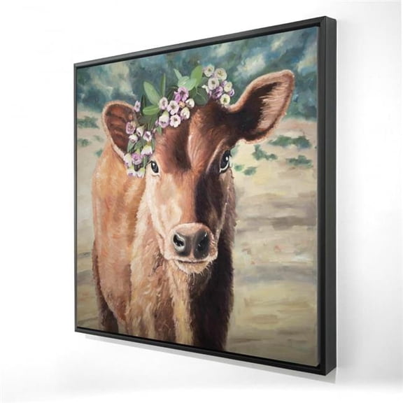 Begin Home Decor 2081-3636-AN512 36 x 36 in. Cute Jersey Cow - Rustic Framed Canvas for Home Decor