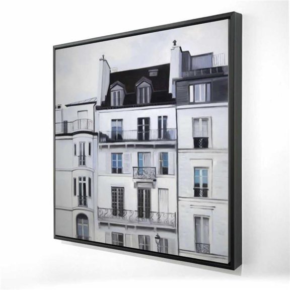 Begin Home Decor 2081-3636-CI367 36 x 36 in. Buildings Along The Seine River - Hyperrealist Gray Framed Canvas