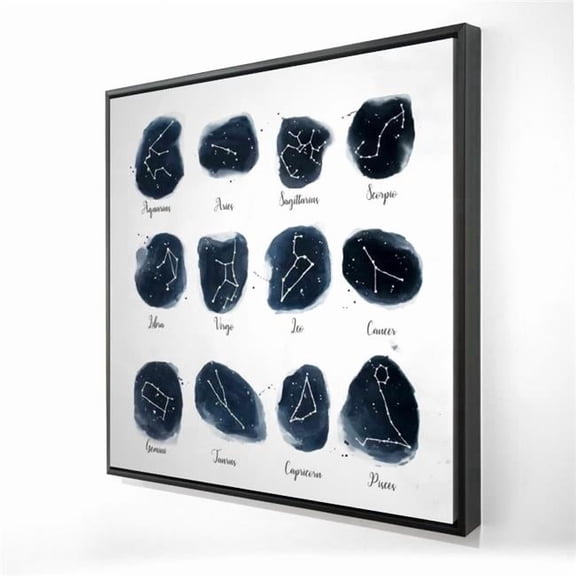 Begin Home Decor 2081-3636-EA7-1 36 x 36 in. Constellations Zodiac Signs Canvas - White Framed Home Decor