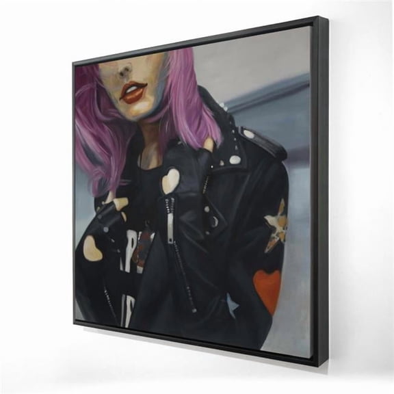 Begin Home Decor 2081-3636-FI80 36 x 36 in. Young Punk Woman - Retro Framed Canvas for Home Decor