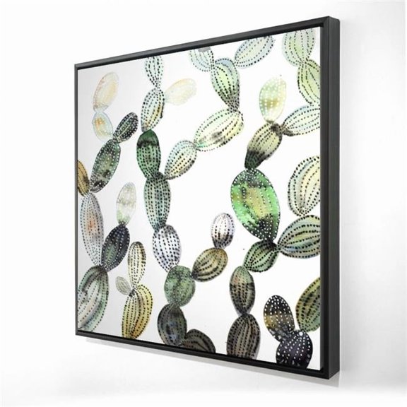 Begin Home Decor 2081-3636-FL315 36 x 36 in. Pattern Opuntia Cactus - Framed Canvas for Home Decor