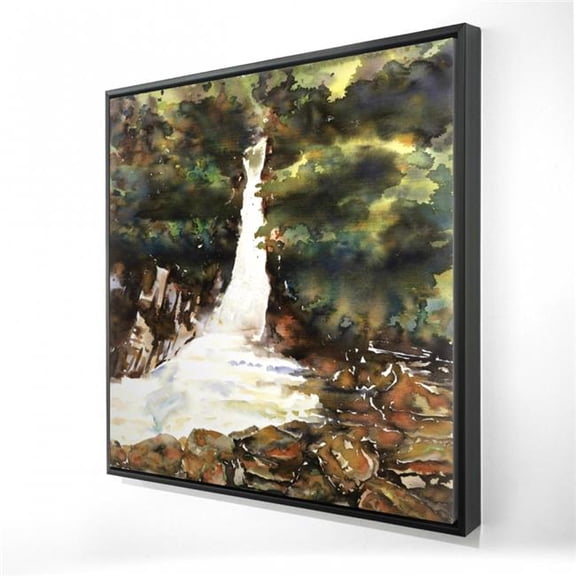 Begin Home Decor 2081-3636-LA153 36 x 36 in. Watercolor Waterfalls - Beige Framed Canvas for Home Decor