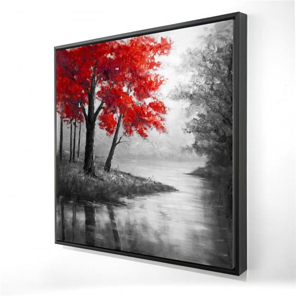 Begin Home Decor 2081-3636-LA25-1 36 x 36 in. Red Trees & Lake - Contemporary Framed Canvas Art for Home