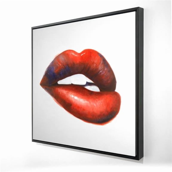 Begin Home Decor 2081-3636-MI64 36 x 36 in. Beautiful Red Mouth - Red Woman Framed Canvas for Home Decor