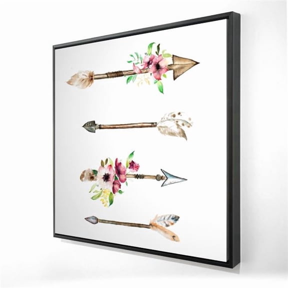 Begin Home Decor 2081-3636-MI89 36 x 36 in. Arrowheads & Flowers - Pink Framed Canvas for Home Decor