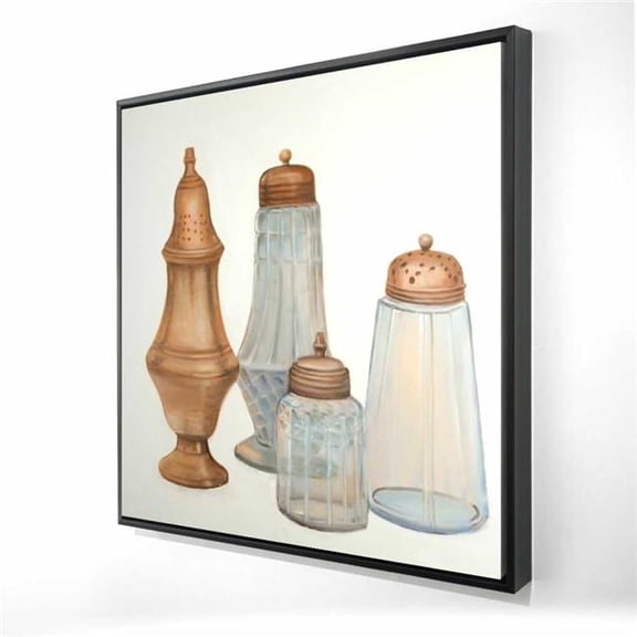 Begin Home Decor 2081-3636-SL23 36 x 36 in. Antique Salt & Pepper Shaker Beige Kitchen Framed Canvas