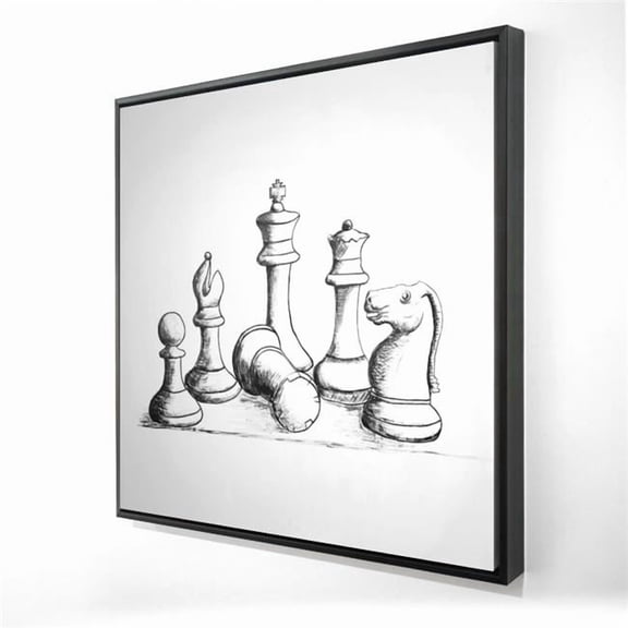 Begin Home Decor 2081-3636-SP62 36 x 36 in. Chess Game Pieces - Gray Framed Canvas for Man Cave Decor