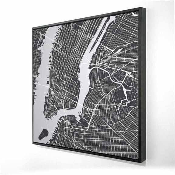 Begin Home Decor 2081-3636-TV16 36 x 36 in. York City Plan - Satellite View Gray Framed Canvas Decor