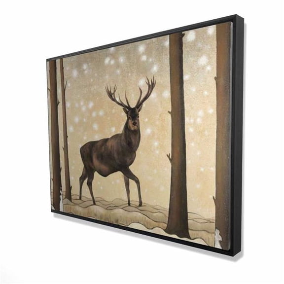 Begin Home Decor 2081-3648-AN285 36 x 48 in. Roe Deer in Winter Landscape - Wildlife Holidays Canvas Art