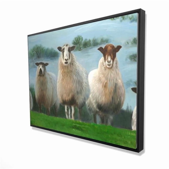 Begin Home Decor 2081-3648-AN313 36 x 48 in. Flock of Sheep - Landscapes Green Framed Canvas for Home Decor