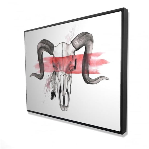 Begin Home Decor 2081-3648-AN325 36 x 48 in. Aries Skull with Feather - Framed Canvas for Livingroom Decor