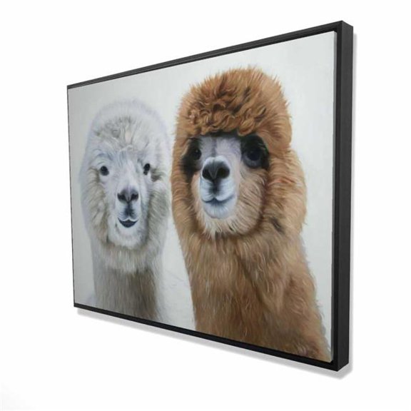 Begin Home Decor 2081-3648-AN470 36 x 48 in. Two Lamas - Livingroom Animals Framed Canvas Home Decor