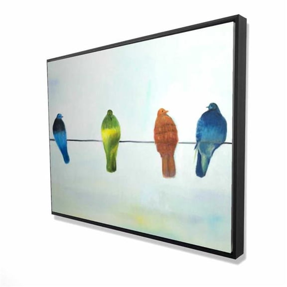 Begin Home Decor 2081-3648-AN481 36 x 48 in. Perched Abstract Birds - Framed Canvas for Home Decor