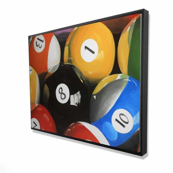 Begin Home Decor 2081-3648-MI76 36 x 48 in. Pool Balls Closeup - Hyperrealist Hobbies Framed Canvas