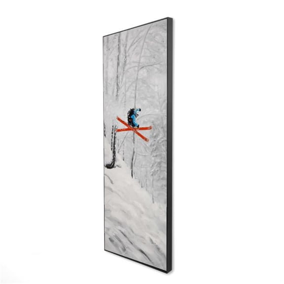 Begin Home Decor 2081-4816-SP32 16 x 48 in. Framed Canvas Art - Man Skiing in Steep Off-Piste Terrain