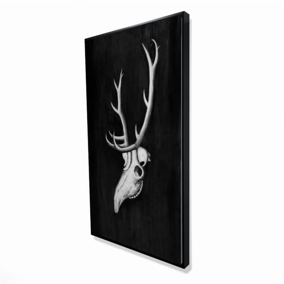Begin Home Decor 2081-4824-AN130 24 x 48 in. Deer Skull in the Dark - Monochrome Animals Canvas Art