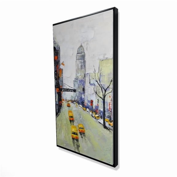 Begin Home Decor 2081-4824-CI33 24 x 48 in. Gray Street with Yellow & Red Accents - Framed Canvas Decor