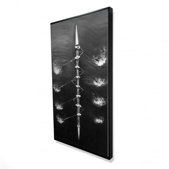 Begin Home Decor 2081-4824-SP42 24 x 48 in. Rowing Boat Race - Monochrome Black Framed Canvas Art