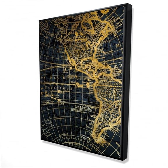 Begin Home Decor 2081-4836-CI120 36 x 48 in. Blue & Marine World Map Globe - Framed Canvas for Man Cave