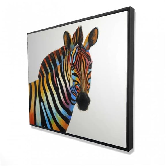 Begin Home Decor 2081-4860-AN261 48 x 60 in. Colorful Zebra Profile View - Framed Canvas Home Decor