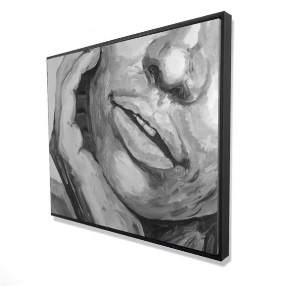 Begin Home Decor 2081-4860-FI49-1 48 x 60 in. Irresistible Lips - Gray Monochrome Framed Canvas Decor