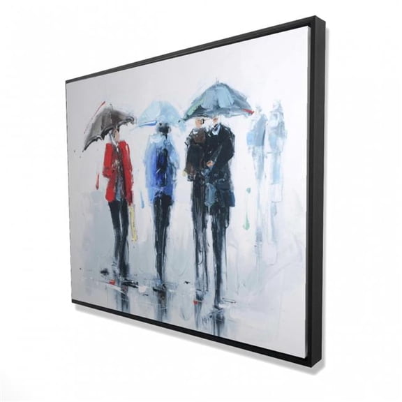 Begin Home Decor 2081-4860-ST51 48 x 60 in. Spring Shower - Street Scenery Woman Framed Canvas Art