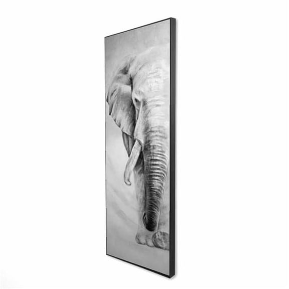 Begin Home Decor 2081-6020-AN379-1 20 x 60 in. Great Elephant - Monochrome Gray Framed Canvas