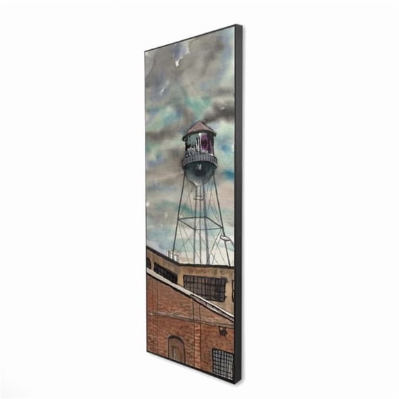 Begin Home Decor 2081-6020-LA171 20 x 60 in. Water Tower in Williamsburg - Blue Building Canvas Art