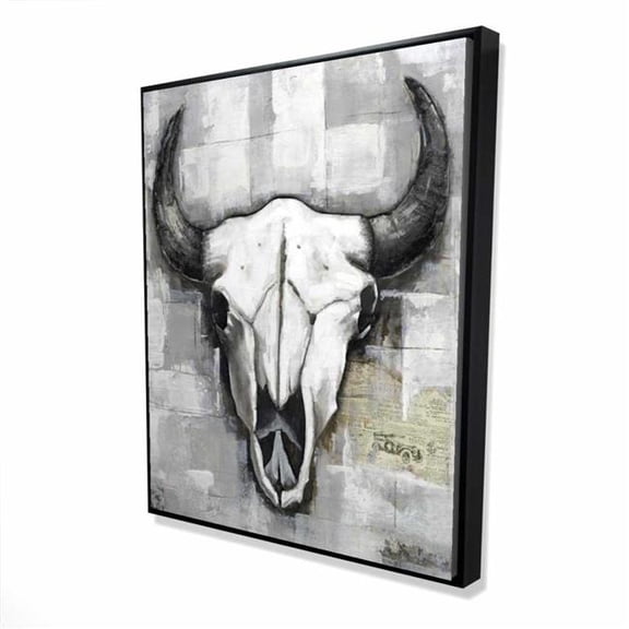 Begin Home Decor 2081-6048-AN40 48 x 60 in. Industrial Style Bull Skull - Rustic Animals Framed Canvas