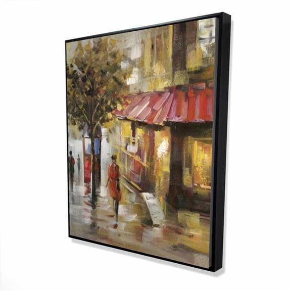 Begin Home Decor 2081-6048-ST4 48 x 60 in. Abstract Street with Passers - Contemporary Yellow Canvas
